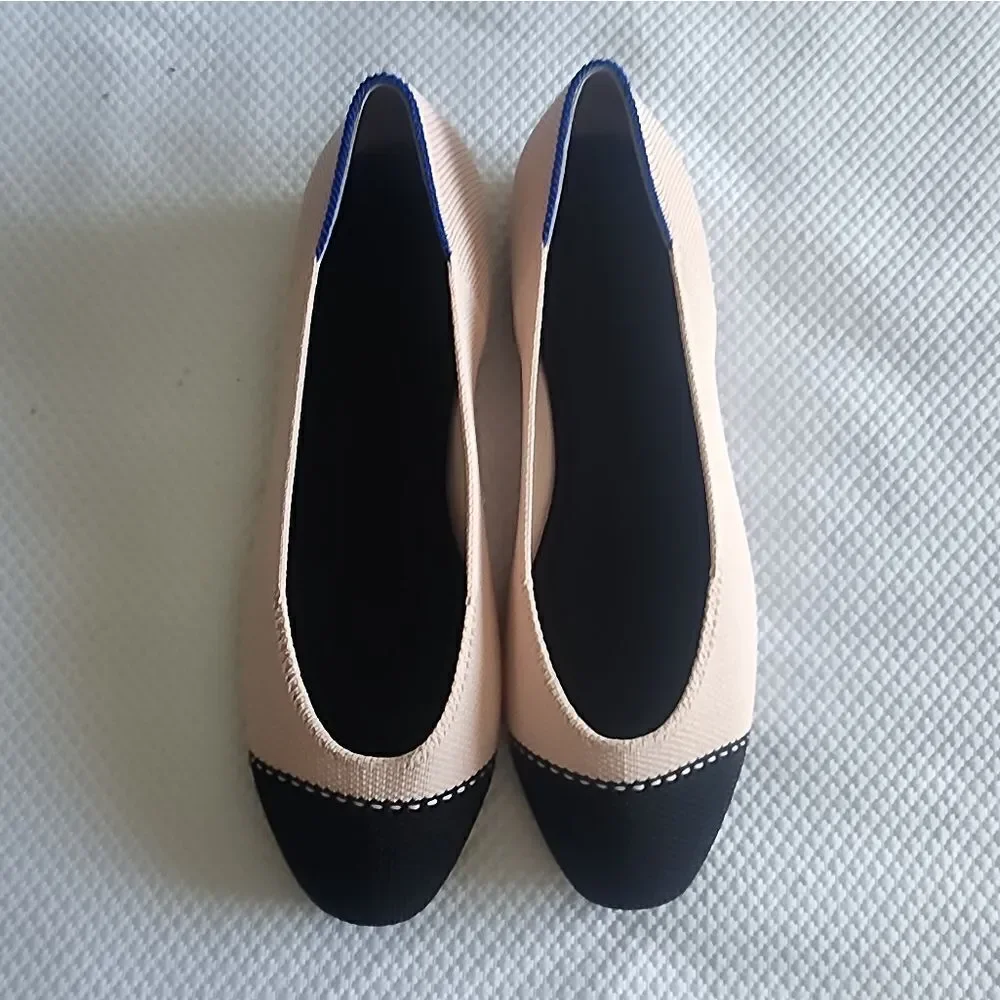 Rothy's Black and soft pink Flats with Elegant Two-Tone Design